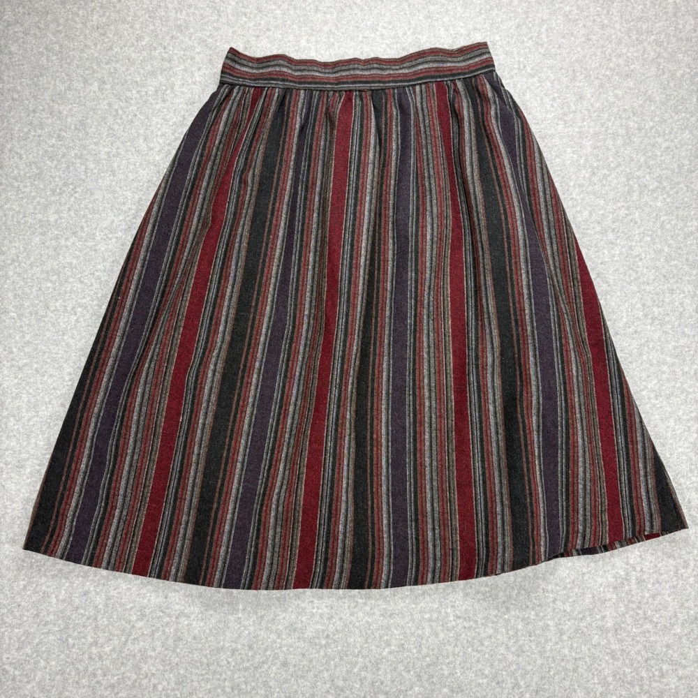Vintage ILGWU Striped Skirt Womens 14 Multi Colorâ Midi Union Made Retro Classic
